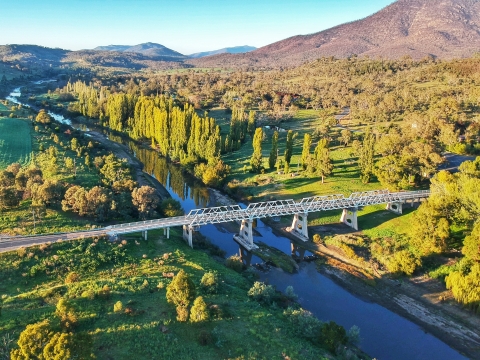 View of Tharwa Bridge along Murrumbidgee River