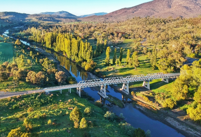 View of Tharwa Bridge along Murrumbidgee River