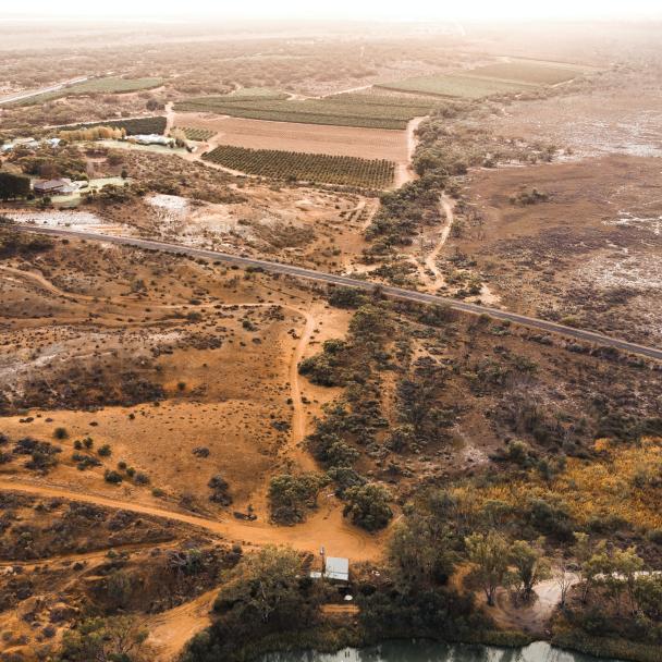 aerial view of farming country in south australia